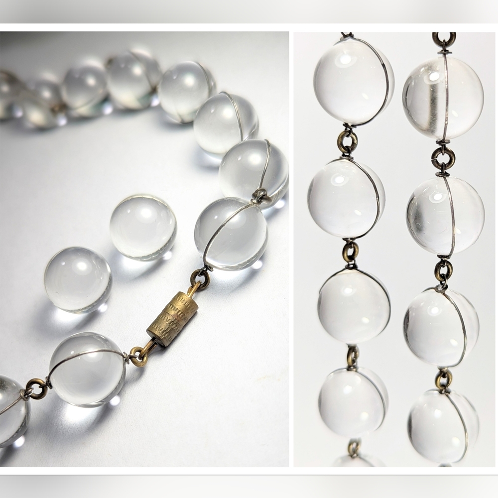 GORGEOUS Early Deco Era Wire Wrapped Pools Of Light Rock Crystal Necklace - Picture 2 of 10